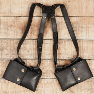 Handmade Leather Shoulder Holster || Festival Leather Holster || Pocket Holster || Adjustable straps || Burning Man holster ||