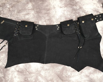 Black Leather Hip Bag - Shi Pocket Belts - One of a Kind - Etsy display picture 2