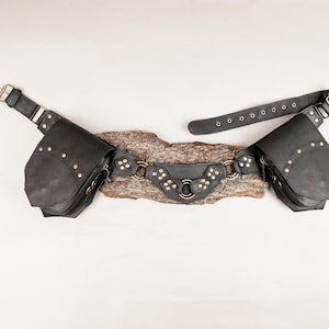 hip bag 2 pocket utility belt, festival belt, biker pocket belt, burning man, steampunk waist bag, belt bag, burning man festival