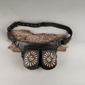 Handmade Leather Waist Bag with Adjustable Belt || Festival Fanny Pack || Leather Hip Bag For Unisex || Utility Leather Belt ||