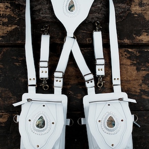 Adjustable leather chest rig bag with multiple storage pouches