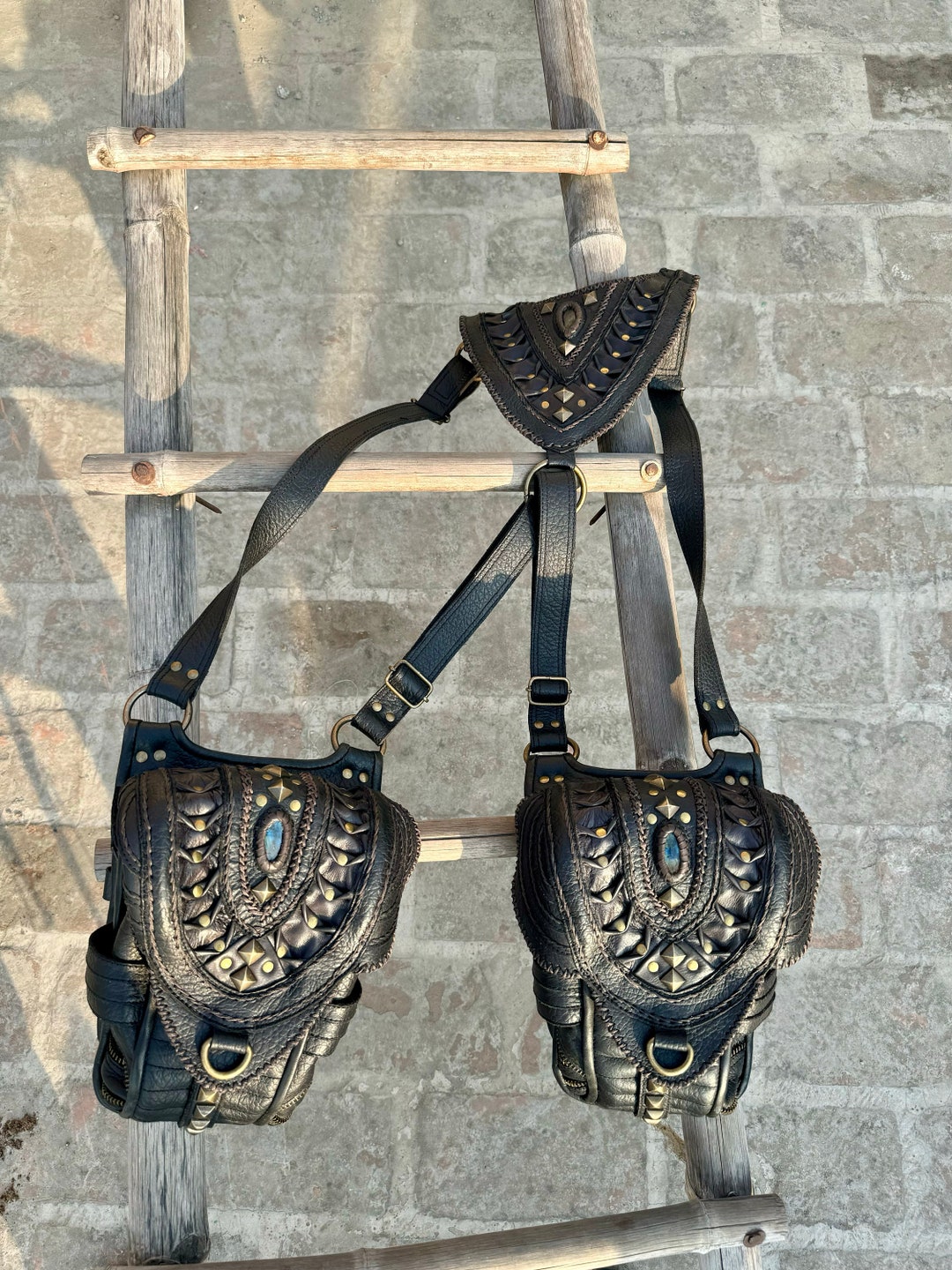Leather Holster Bag, Burning Man Leather Holster Belt, Utility Harness ...