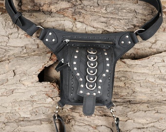 Ceinture utilitaire Holster, sac de cuisse, steampunk, sac de festival unisexe, sac de jambe de motard, pochette de ceinture de motards