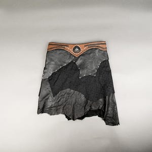 Handmade Leather multi-layered with pocket black skirt, Hippie, Boho, Gipsy, Tribal fusion, Burning man