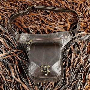 Festival leather waist bag || Functional waist belt ||  Bohemian style leather belt || Handcrafted leather waist pouch || For Unisex ||