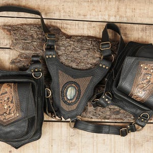Handgefertigte Leder Stilvolle Holster Gürteltasche Festival Gürteltasche Leder Taille Tasche Utili Gürteltasche, Personalisiert für Männer / Frauen Schwarz