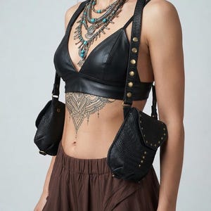 Handmade Leather Holster || travel bag || shoulder bag || Adjustable straps || Utility Holster || Burning Man holster ||
