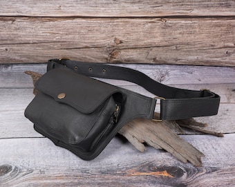 Bolso de cintura utilitario de cuero hecho a mano con cinturón ajustable, bolso de cinturón de cadera de cuero, paquete de fanny festival, regalo para ella
