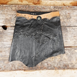 Wrap Leather Skirt || Black Goth Skirt || Gothic Circle Skirt || Leather Skirt || Genuine Leather || Stylish Wear || Trendy Fashion ||