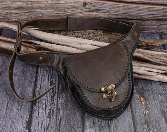 Leather hip bag - fanny pack | handmade leather utility belt  | festival belt bag - boho style waist bag