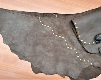 Handmade Leather Skirt Belt Pouch: Brown Waist Bag