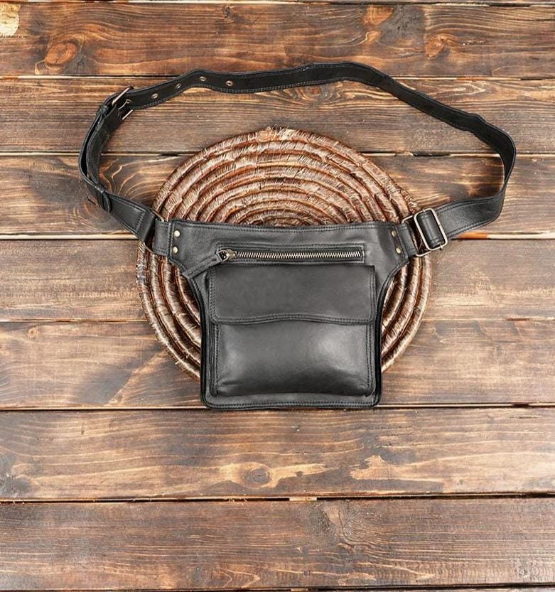 Handmade Leather Waist Bag: Festival Fanny Pack Utility Belt