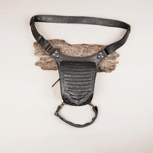 Leather Waist belt with thigh strap || Adjustable leather thigh belt || Festival leather waist bag || For Biker's, rider's and adventures.