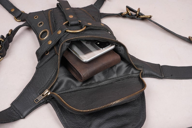 Handmade Leather leg bag / Tied Leg / Adjustable Strap / Motard / Steampunk for Women & Men image 8