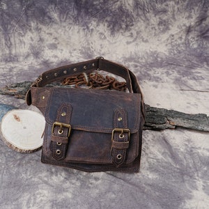 Handmade Leather utility belt Pouch in brown, Festival Fancy Pack, Bum Bag for Women and Girls, Gift for her DARK BROWN