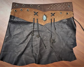 Handmade Leather Skirt with Labradorite Stone For Women & Girls