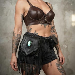 Handmade Leather Waist Bag with Adjustable Belt || Festival Fanny Pack || Leather Hip Bag || Leather Waist thigh belt with extra pocket ||