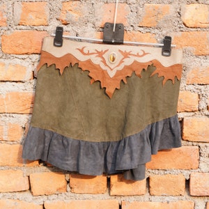 Handmade Leather Adjustable skirt, Multi-layered with pocket, Hippie, Boho, Gipsy, Tribal fusion