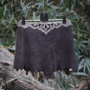 Handmade Leather Dark Brown Mini Skirt For Women and Girls