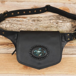 Handmade Leather Waist Bag with Adjustable Belt, Festival Fanny Pack, Leather Hip Bag, Gift for her