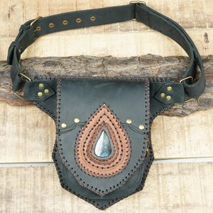 Handmade Leather Waist Bag with Adjustable Belt || Festival Fanny Pack || Leather Hip Bag || Bohemian style leather belt ||