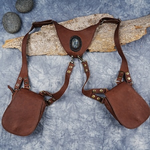 leather Shoulder Holsters Bag, with real labradorite gems stone, Leather Festival Bag, Phone Holsters