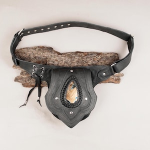 Bohemian style leather belt || Unisex leather belt || Stylish waist belt with gemstone || Festival leather waist bag for unisex ||