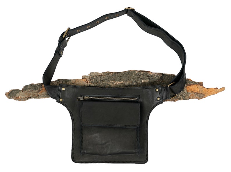 Handmade Leather Waist Bag with Adjustable Belt, Festival Fanny Pack, Leather Hip Bag, Gift for her image 9