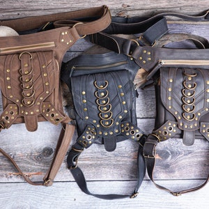 Handmade Leather Utility | Festival Pocket Belt | Travel Hip Belt | Leather belt pouch, Leather belt bag, Festival Fanny Pack