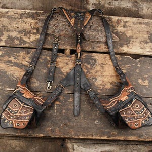 Leather Holster Bag || Leather Holster Belt || Pocket Holster || Steampunk Accessories || Utility Holster Bag || Burning Man holster ||