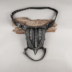 Handmade Leather Waist Bag with Thigh Belt || Festival Fanny Pack || Leather thigh belt with silver || Leather Waist Belt For Unisex ||