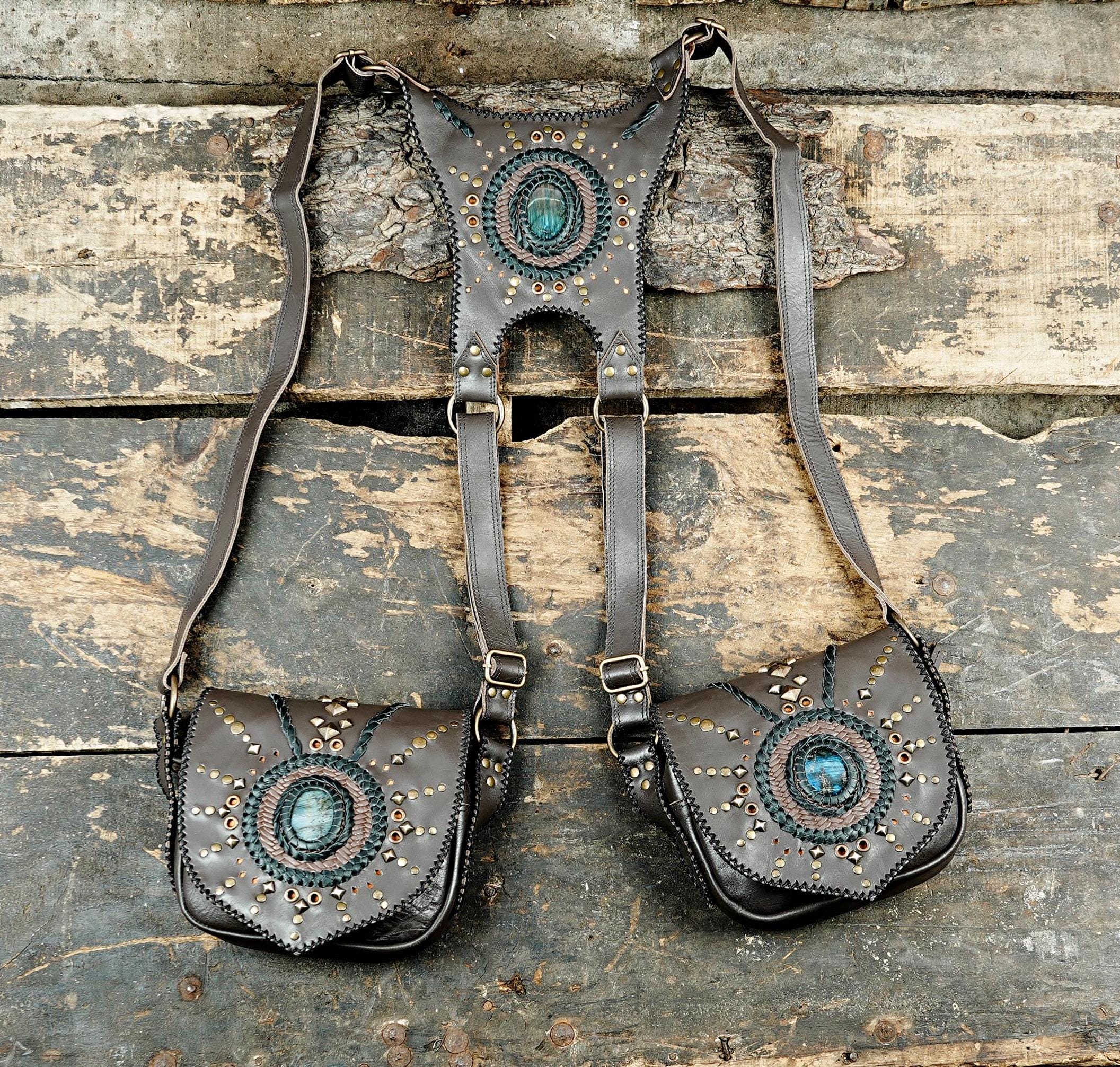 Genuine leather holster bag || holster bag || travel bag || shoulder bag || Adjustable straps || Utility Holster || Burning Man holster ||