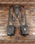 Handcrafted Leather Holster with Labradorite Gemstone, Festival Style, Burning Man gear Double pouch belt, Utility belt, Festival fashion, product logo