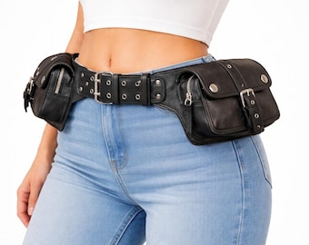 Festival Fanny Pack || Handmade Leather Waist Bag || Leather Hip Bag || Gift for her & Bag for unisex || Bohemian style leather belt ||