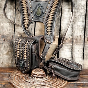Genuine leather holster bag | holster bag | travel bag | shoulder bag | Adjustable straps | Utility Holster | Burning Man holster |