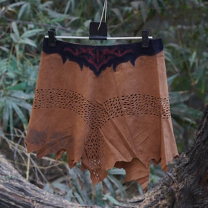 brown distressed leather with rivets & feathers,tribal,cosplay,warrior,psywear,gipsy,witch,Burning man,medieval