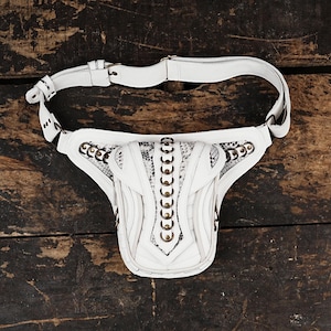 Leather waist belt in white color || Handmade Leather Waist Bag || Leather Hip Bag || Gift for her & Bag for unisex ||