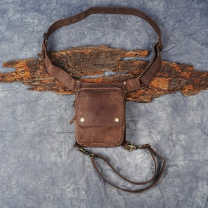 Handmade Leather Waist Bag with Adjustable Belt, Festival Fanny Pack, Leather Crossbody Bag, Gift for him & her zdjęcie 1