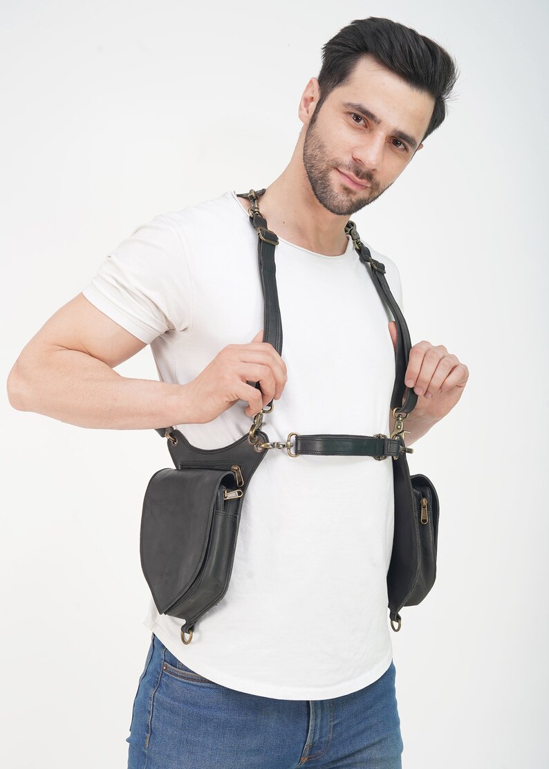 Dual Pocket Leather Holster with Gemstone (LT-NS-HLS-6009)