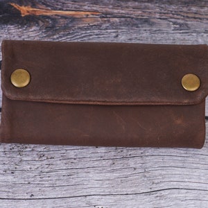 Handmade Natural Leather Tobacco Pouch, Engraved With Personalized Small Jewellry Pouchs, Brown Organizer Case Festival Fanny Pack Bag Gift