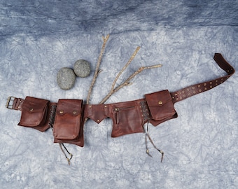 Handgefertigte Leder-Taillentasche mit verstellbarem Gürtel, Festival-Utility-Tasche, Reisepass, kleine Tasche, Gürteltasche, Leder-Hüfttasche, Geschenk für Männer/Frauen