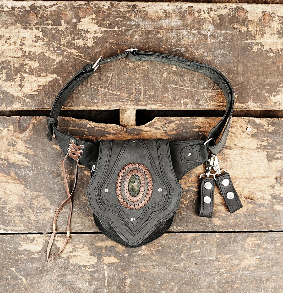 Handmade Leather Waist Belt Bag – Brown & Black Festival Hip Pouch (LT-AB-WB-6098)