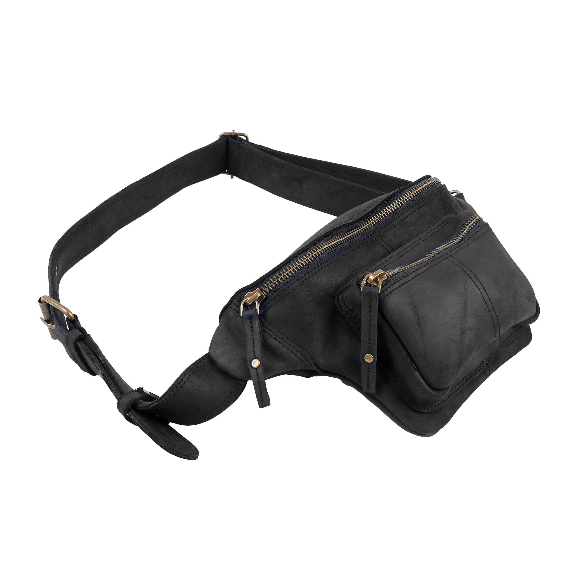 Buy Men's or Women's Black Leather Hip Bag Small Online in India 