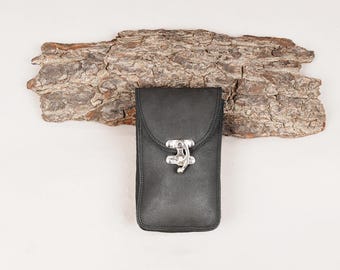 Handmade Dark Brown Leather Tobacco Pouch | Rolling Cigarettes Case