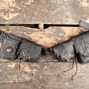 Handmade Brown Leather Waist Bag with gemstone || Belt pouch, Hip bag with adjustable belt || Leather Waist Belt With Labradorite gemstone|