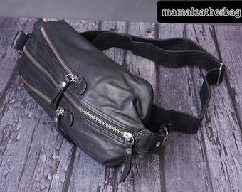 crossbody Leather Belt Bag | Leather Utility Belt | Leather Fanny Pack | Smartphone Pocket & Passport Pouch