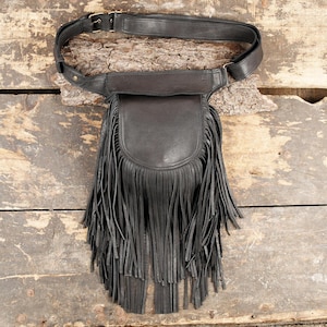Handmade Leather Waist Bag with Adjustable Belt || Festival Fanny Pack || Leather Hip Bag || Utility Leather Frill Bag || For Unisex ||