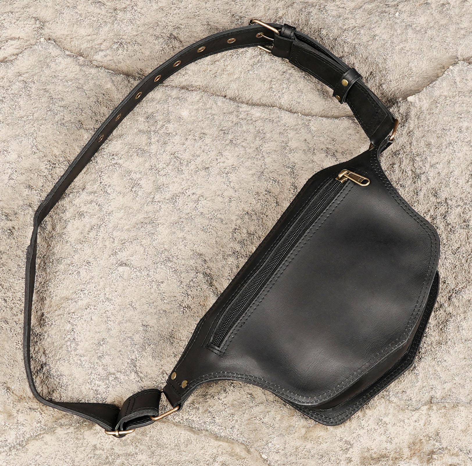 Frye belt w belt-bag black leather adjustable Leather Belt Bag | LB – Vellaire main image 2