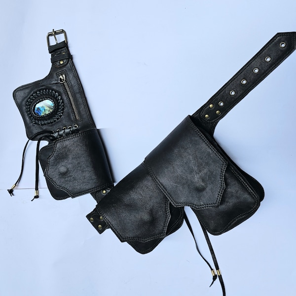 gems stone ,Genuine Leather Hip Bag, Leather Bum Bag, Leather Belt Bag, Leather Pocket Belt