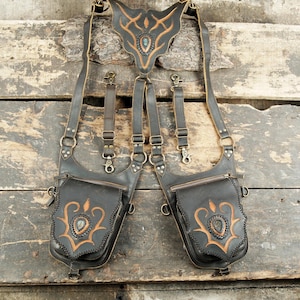 Leather Holster Bag, Leather Holster Belt, Adjustable Holster, Utility Holster Bag, Burning Man holster